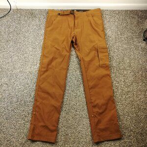 Prana Pants Zion II Roll Up Stretch Sepia Brown Mens 34x31 Slim Fit 1969831